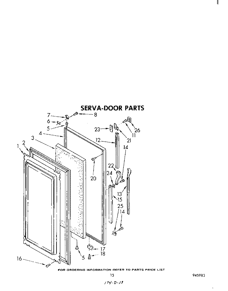 SERVA-DOOR Diagram and Parts List for 3EHD261MMWR1  Whirlpool Refrigerator