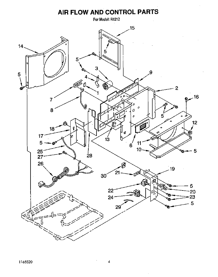 AIR FLOW AND CONTROL Diagram and Parts List for R1212  Whirlpool Air Conditioner