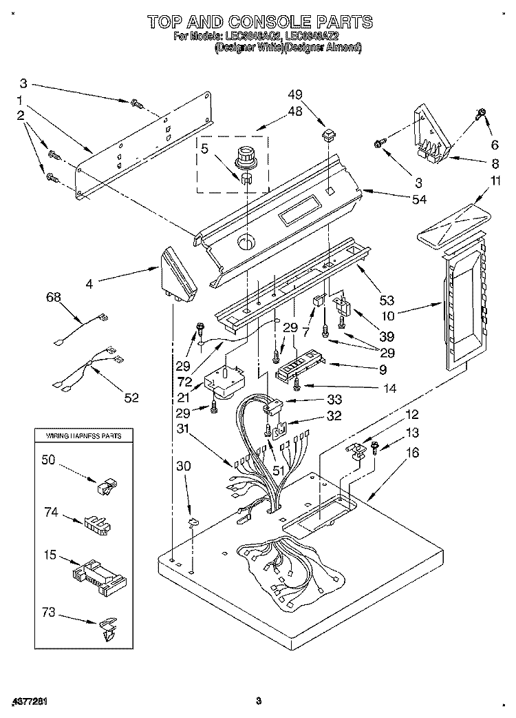 SECTION Diagram and Parts List for LEC6848AZ2  Whirlpool Dryer