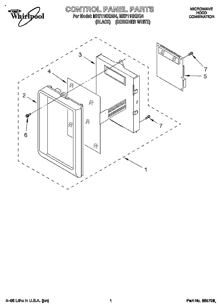 CONTROL PANEL Diagram and Parts List for MH7110XBQ4  Whirlpool Microwave