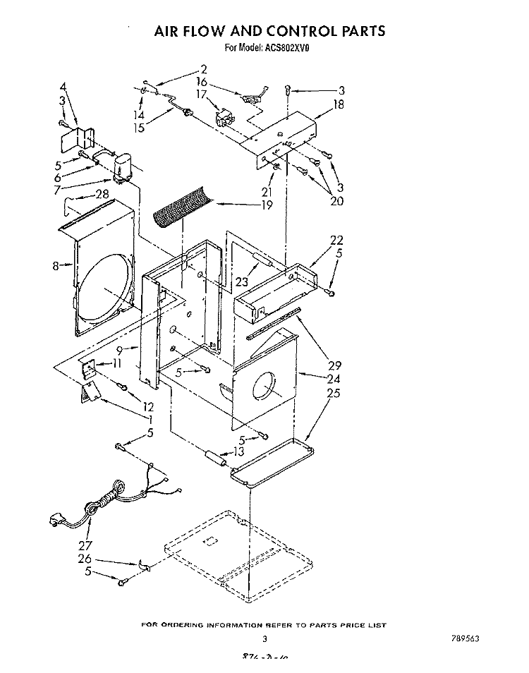 SECTION Diagram and Parts List for ACS802XV1  Whirlpool Air Conditioner