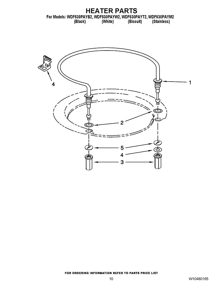 HEATER PARTS Diagram and Parts List for WDF530PAYM2  Whirlpool Dishwasher