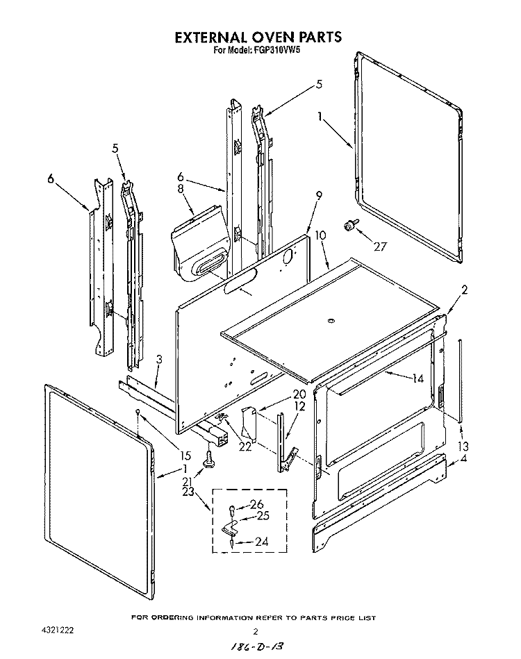EXTERNAL OVEN Diagram and Parts List for FGP310VW5  Roper Range