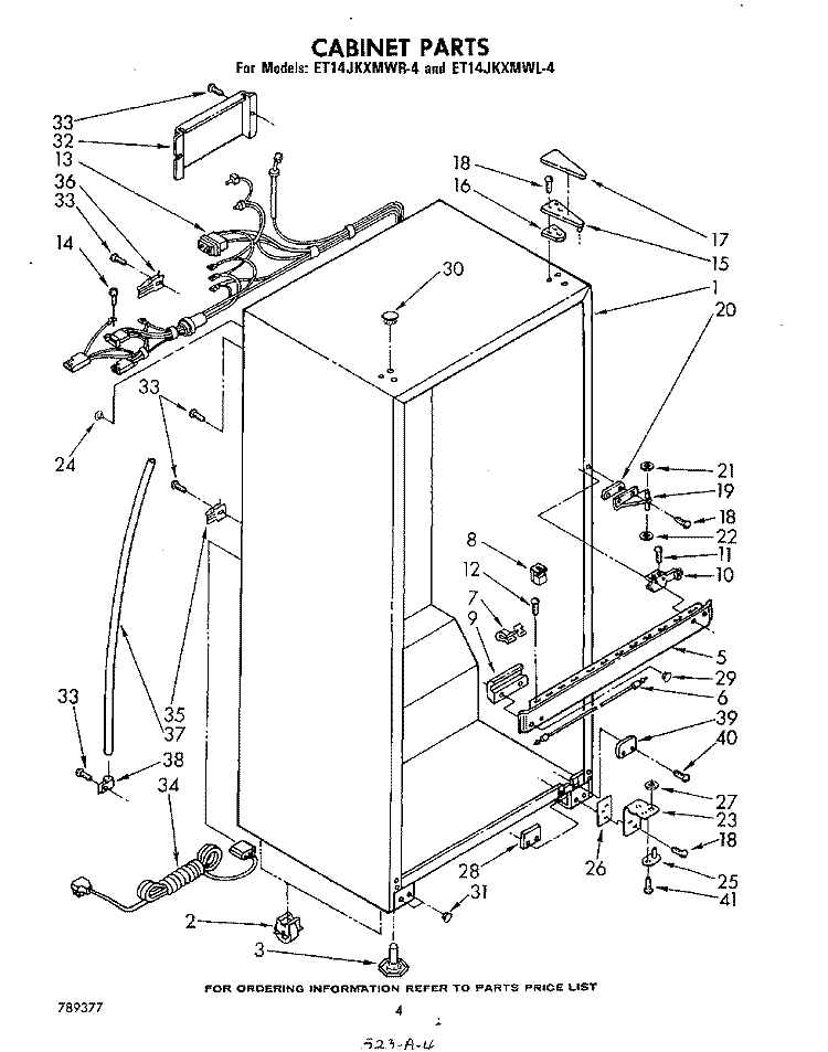CABINET Diagram and Parts List for ET14JKXMWR4  Whirlpool Refrigerator
