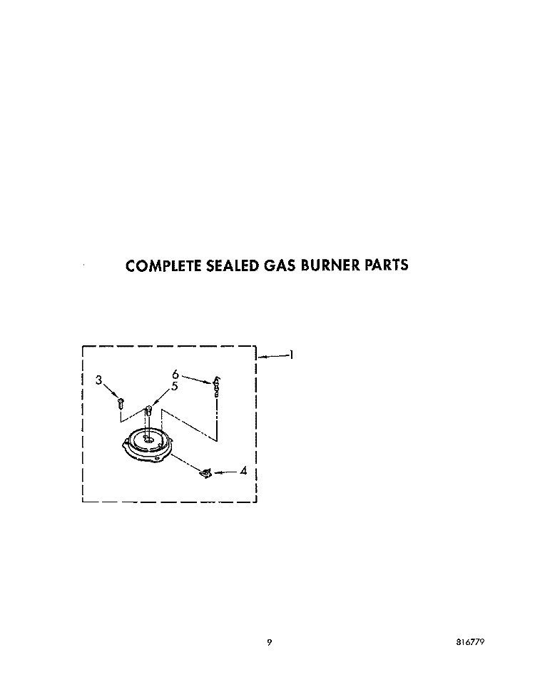 COMPLETE SEALED GAS BURNER Diagram and Parts List for SF386PEWW1  Whirlpool Range