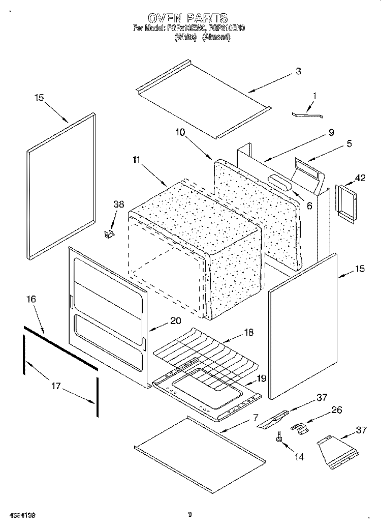 OVEN, LITERATURE Diagram and Parts List for FGP210EN0  Roper Range