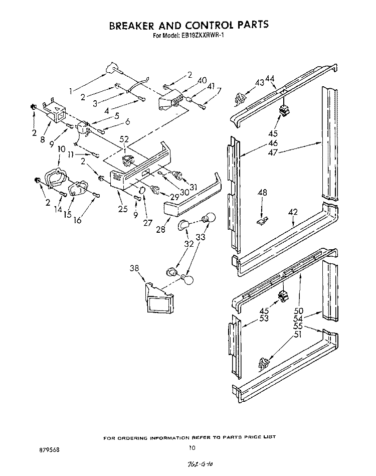 BREAKER AND CONTROL Diagram and Parts List for EB19ZKXRWR1  Whirlpool Refrigerator