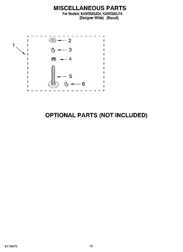 MISCELLANEOUS, OPTIONAL Diagram and Parts List for KAWS850JQ4  KitchenAid Washer