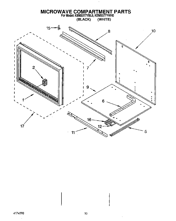 MICROWAVE COMPARTMENT Diagram and Parts List for KEMS377YBL0  KitchenAid Wall Oven