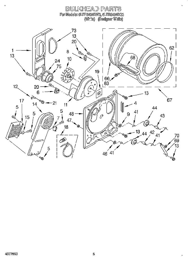 SECTION Diagram and Parts List for 6LER5434BQ3  Whirlpool Dryer