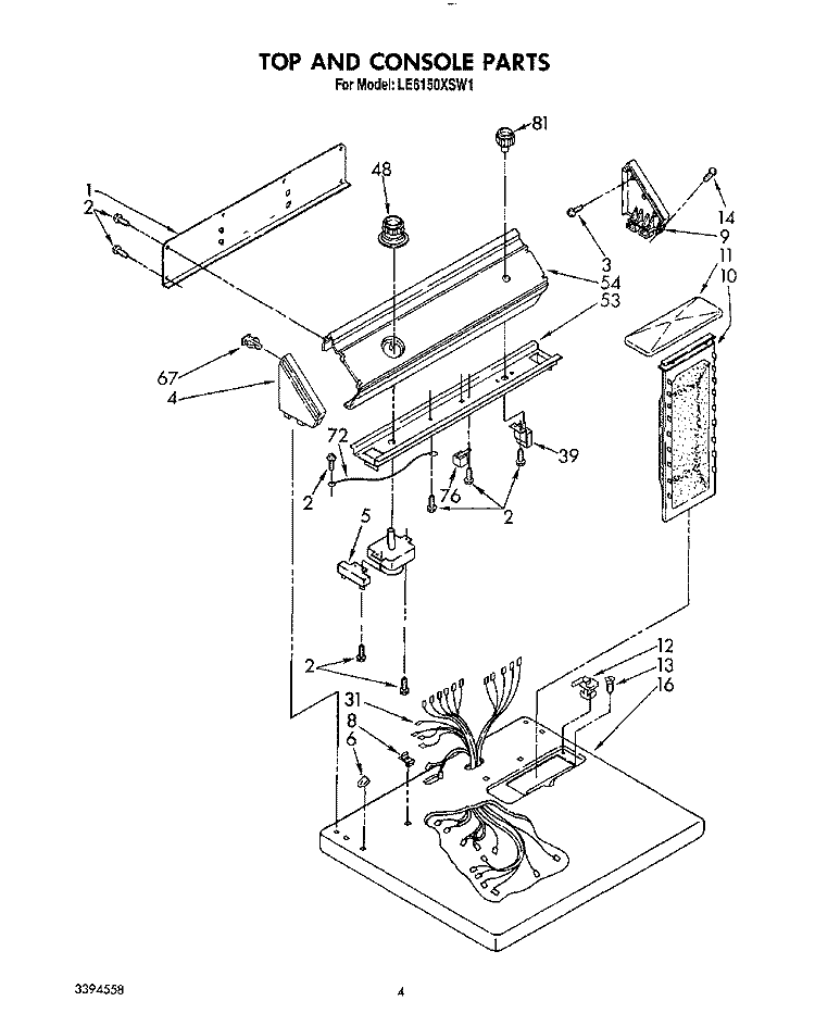 SECTION Diagram and Parts List for LE6150XSN1  Whirlpool Dryer
