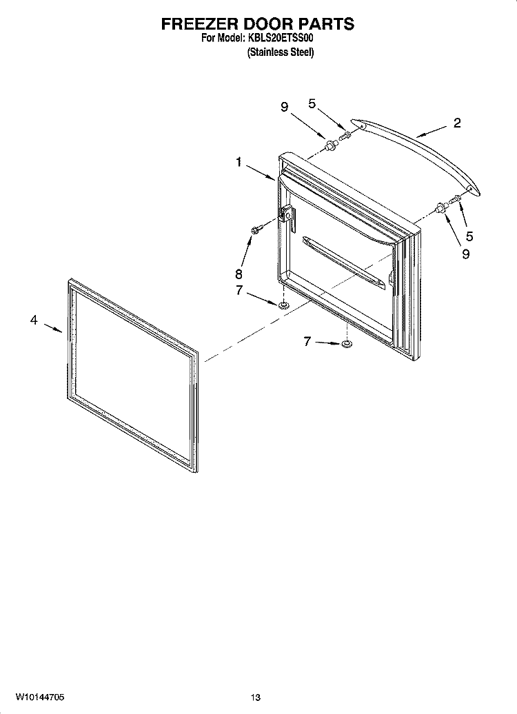 FREEZER DOOR PARTS Diagram and Parts List for KBLS20ETSS00  KitchenAid Refrigerator