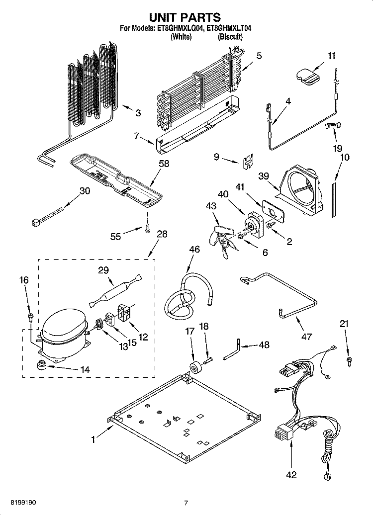 UNIT PARTS Diagram and Parts List for ET8GHMXLQ04  Whirlpool Refrigerator