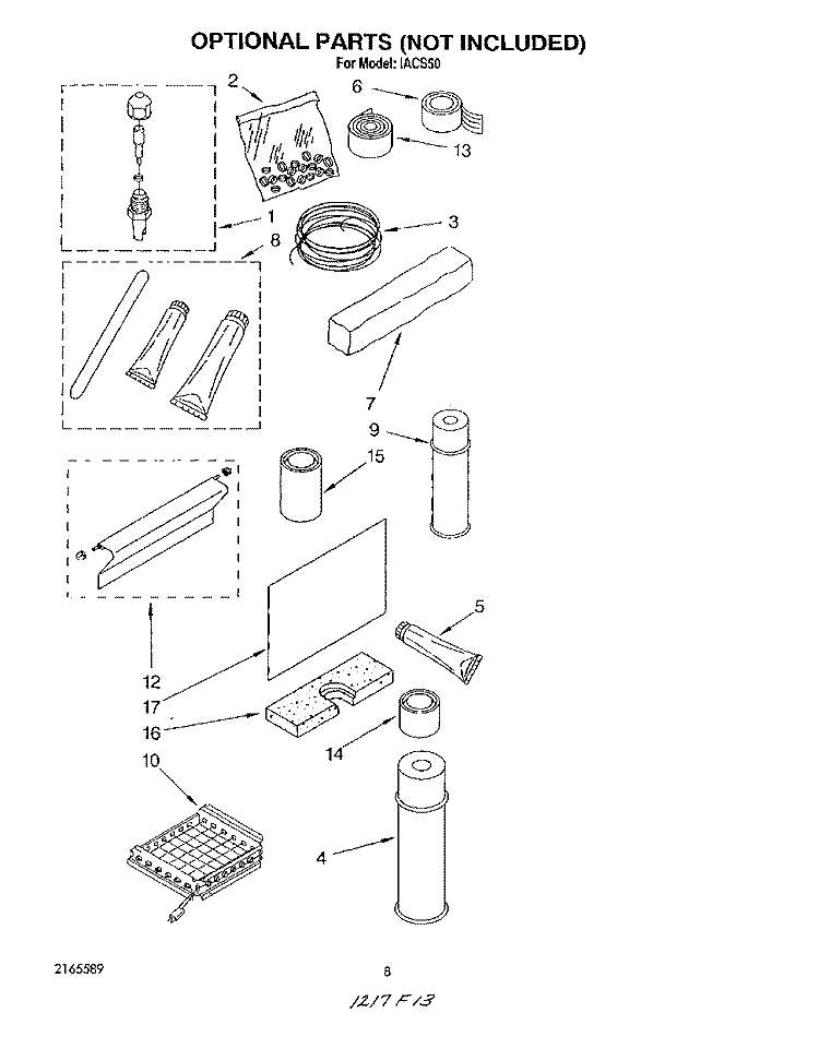 OPTIONAL Diagram and Parts List for IACS50  Whirlpool Ice Maker
