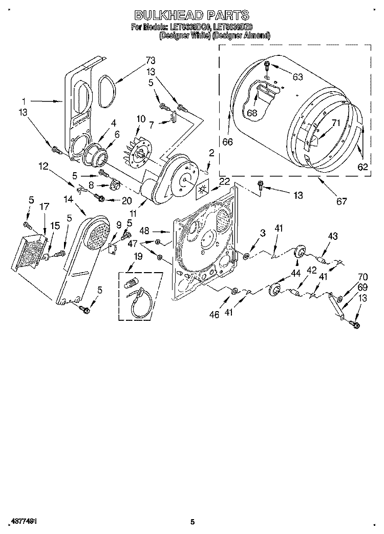 SECTION Diagram and Parts List for LET6638DQ0  Whirlpool Dryer