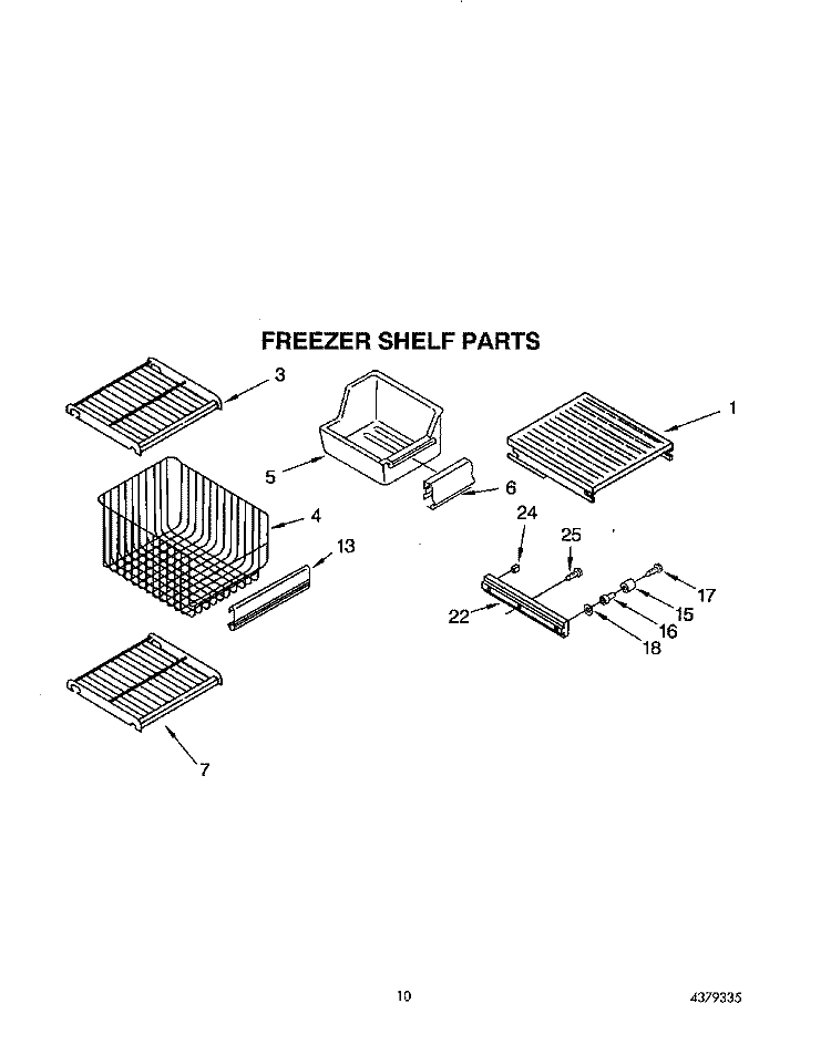 FREEZER SHELF Diagram and Parts List for KSSS36MBX00  KitchenAid Refrigerator