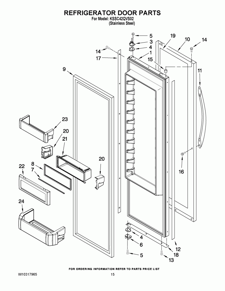 REFRIGERATOR DOOR PARTS Diagram and Parts List for KSSC42QVS02  KitchenAid Refrigerator