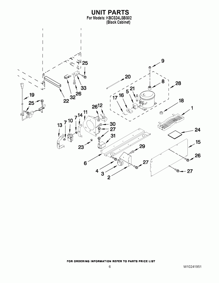 UNIT PARTS Diagram and Parts List for KBCS24LSBS02  KitchenAid Wine and Beverage Cooler