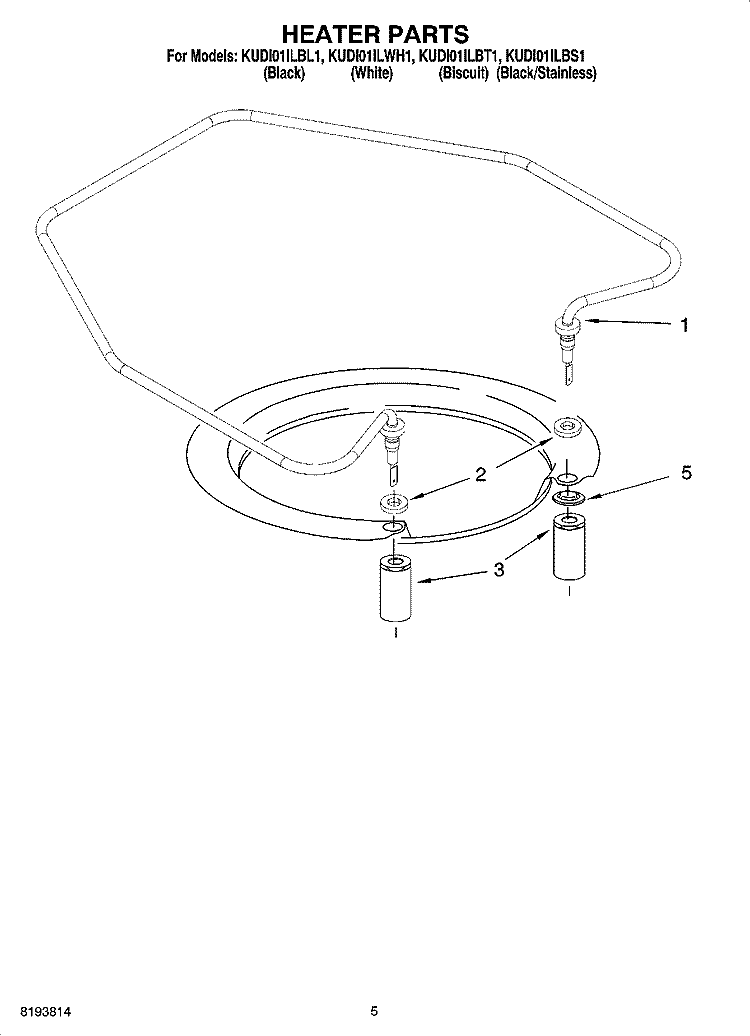 HEATER PARTS Diagram and Parts List for KUDI01ILBS1  KitchenAid Dishwasher
