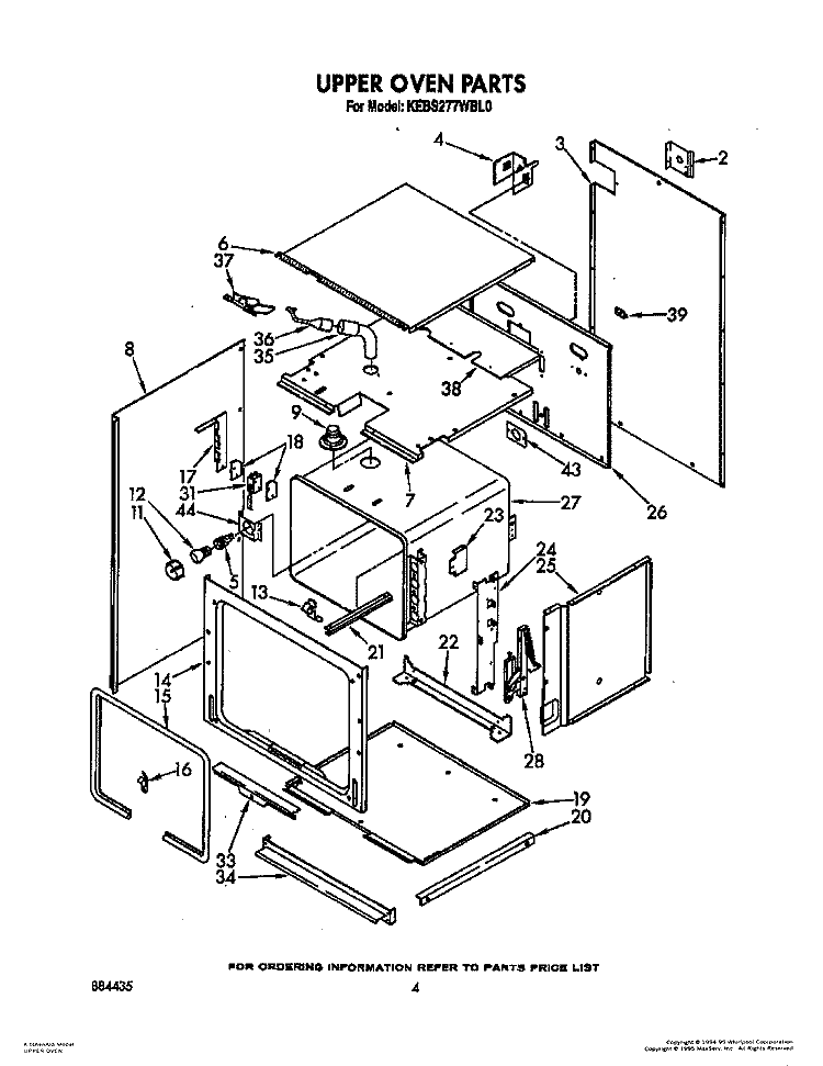 UPPER OVEN Diagram and Parts List for KEBS277WBL0  KitchenAid Wall Oven