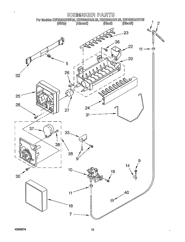 ICEMAKER, OPTIONAL Diagram and Parts List for KSRS25QGWH05  KitchenAid Refrigerator