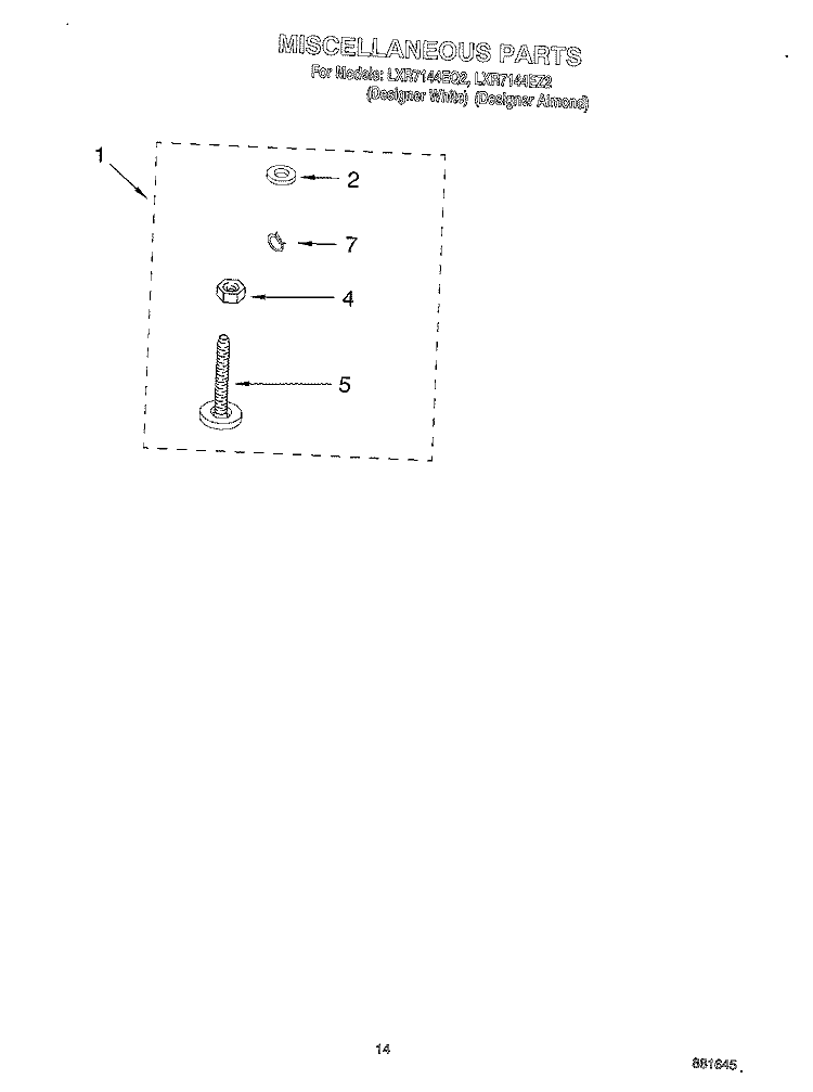 MISCELLANEOUS, OPTIONAL Diagram and Parts List for LXR7144EQ2  Whirlpool Washer