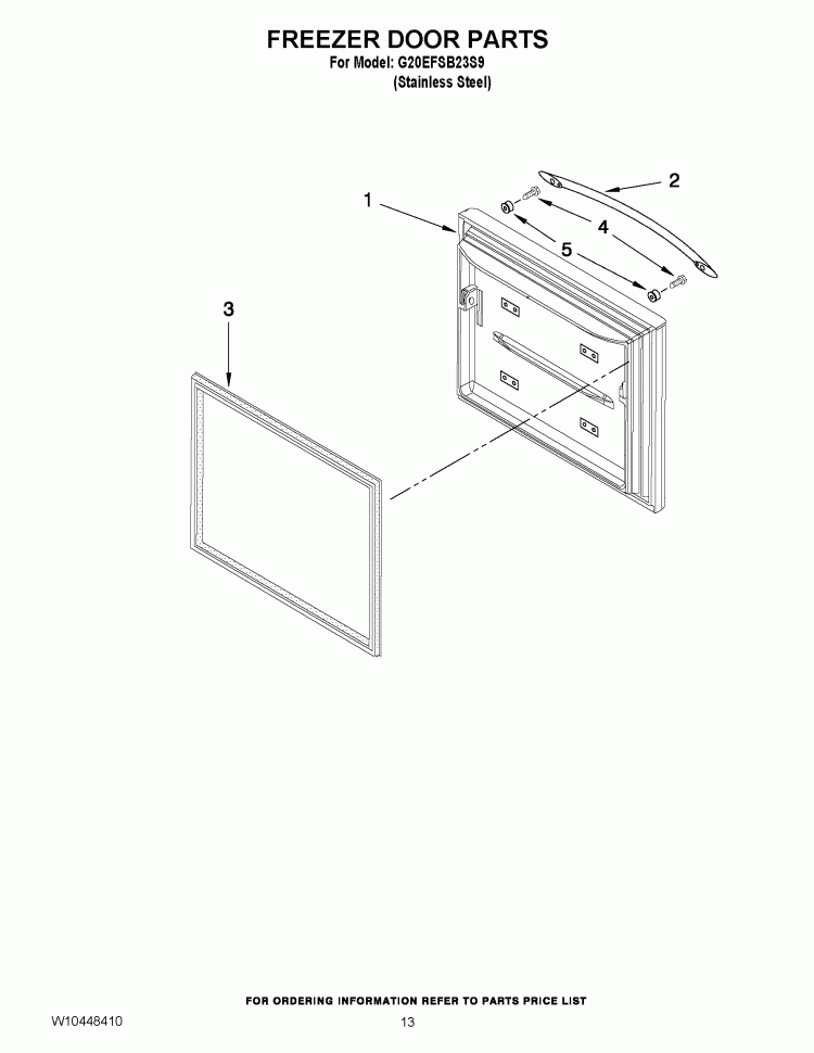 FREEZER DOOR PARTS Diagram and Parts List for G20EFSB23S9  Whirlpool Refrigerator