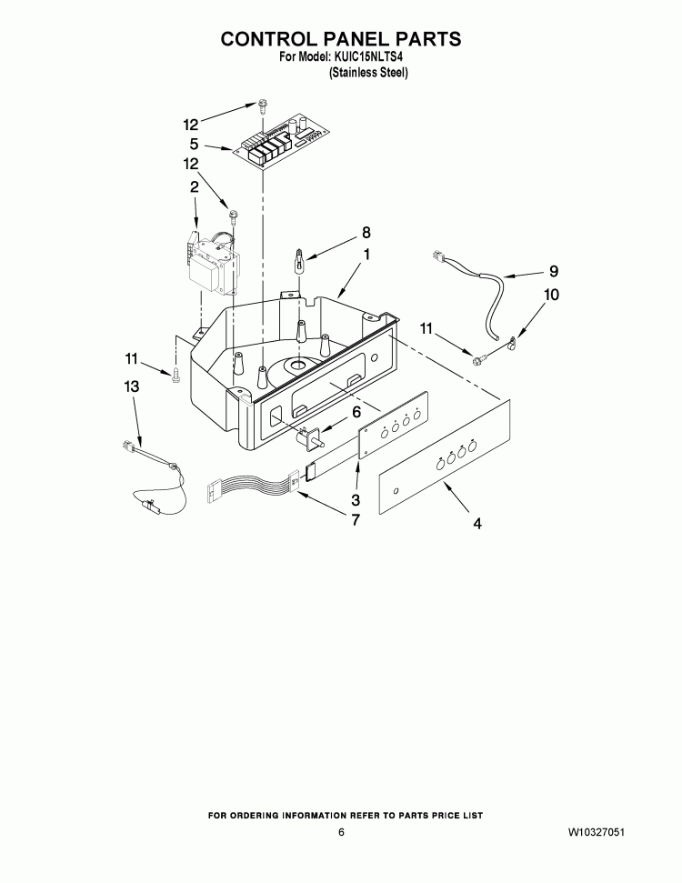 CONTROL PANEL PARTS Diagram and Parts List for KUIC15NLTS4  KitchenAid Ice Maker