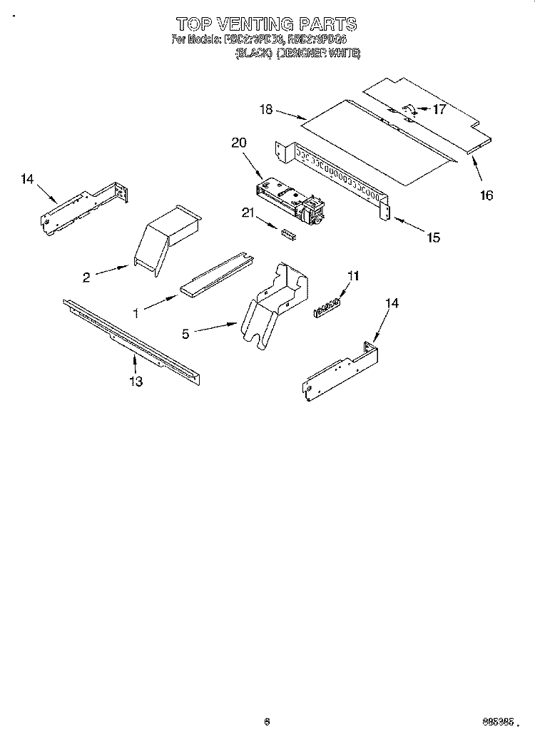 TOP VENTING, OPTIONAL Diagram and Parts List for RBD276PDQ6  Whirlpool Wall Oven