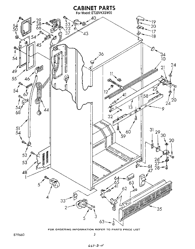 CABINET Diagram and Parts List for ET20VKXSW00  Whirlpool Refrigerator