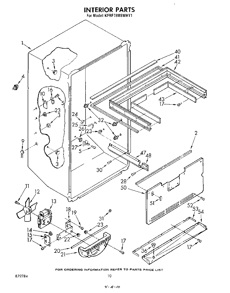 INTERIOR Diagram and Parts List for KFRF19MSWHY1  KitchenAid Refrigerator