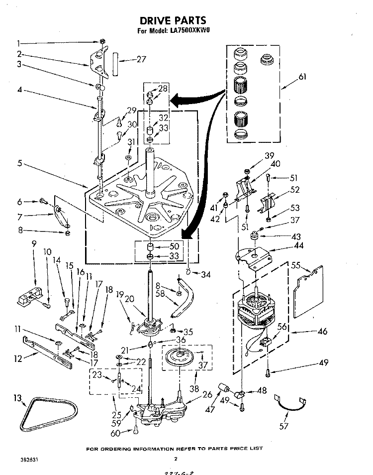 DRIVE Diagram and Parts List for LA7500XKW0  Whirlpool Washer