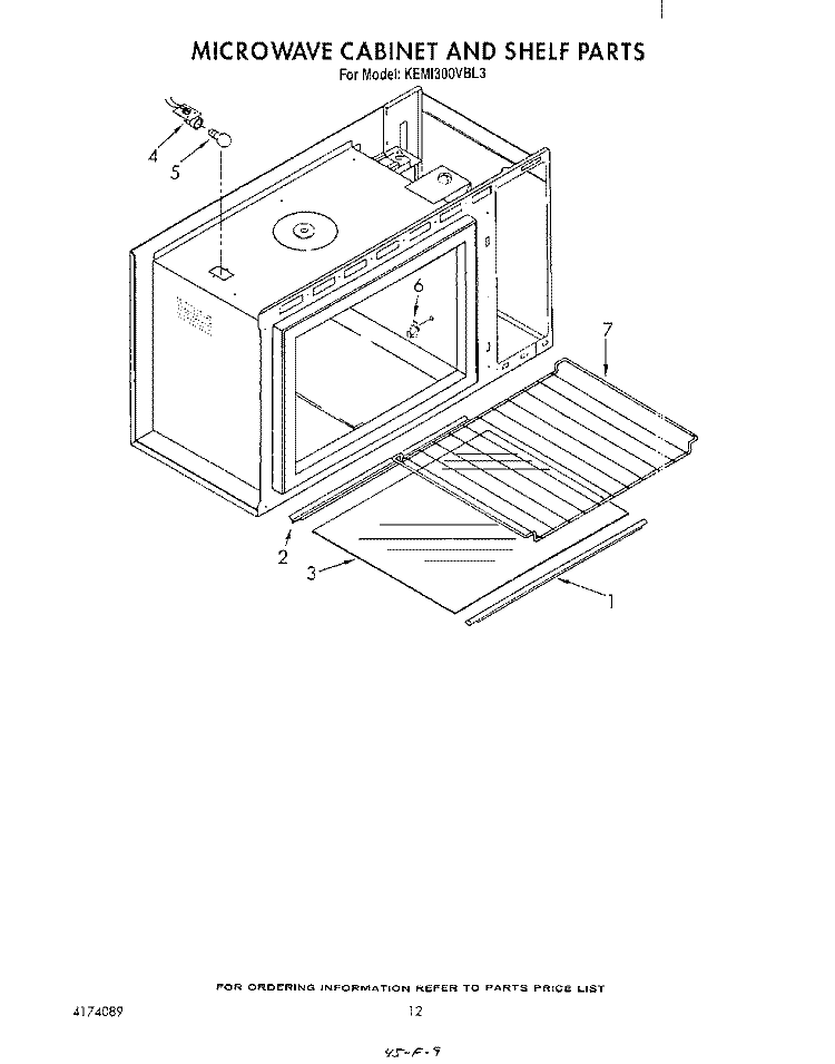 MICROWAVE CABINET AND SHELF Diagram and Parts List for KEMI300VBL3  KitchenAid Microwave Oven Combo