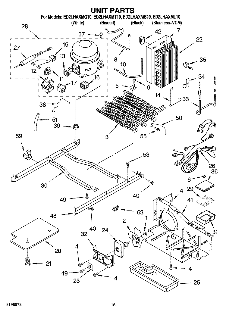 UNIT PARTS Diagram and Parts List for ED2LHAXMB10  Whirlpool Refrigerator