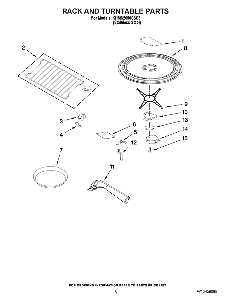 RACK AND TURNTABLE PARTS Diagram and Parts List for KHMS2050SSS3  KitchenAid Microwave