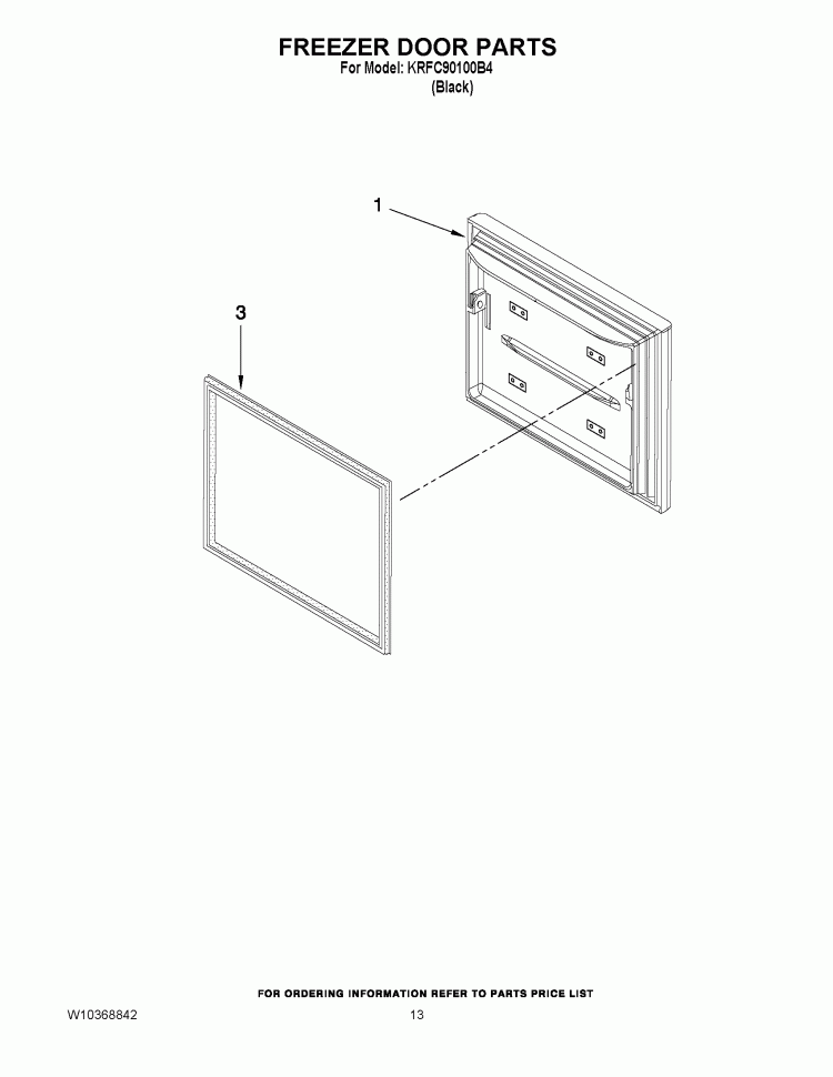 FREEZER DOOR PARTS Diagram and Parts List for KRFC90100B4  KitchenAid Refrigerator