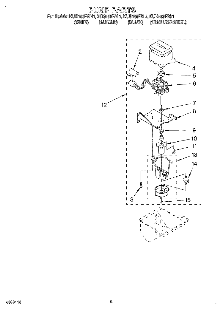 PUMP Diagram and Parts List for KUIS185FBL1  KitchenAid Ice Maker