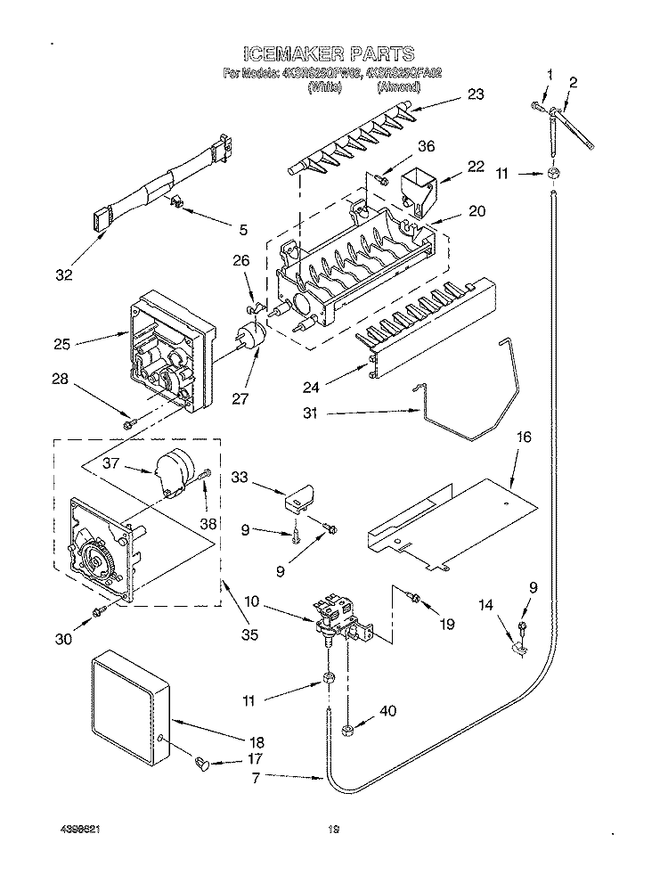 ICE MAKER Diagram and Parts List for 4KSRS25QFA02  KitchenAid Refrigerator