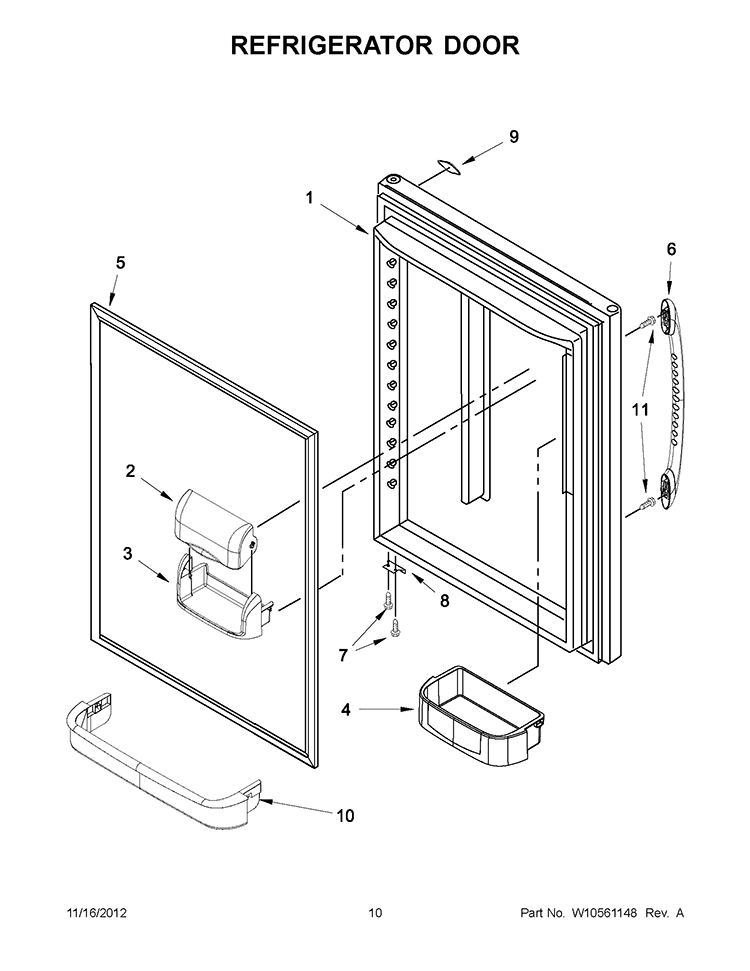 REFRIGERATOR DOOR Diagram and Parts List for EB9FVBLWS06  Whirlpool Refrigerator