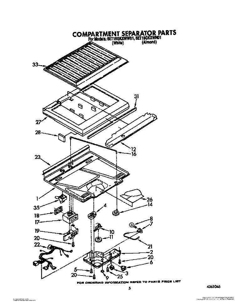COMPARTMENT SEPARATOR Diagram and Parts List for 6ET18GKXWW01  Whirlpool Refrigerator