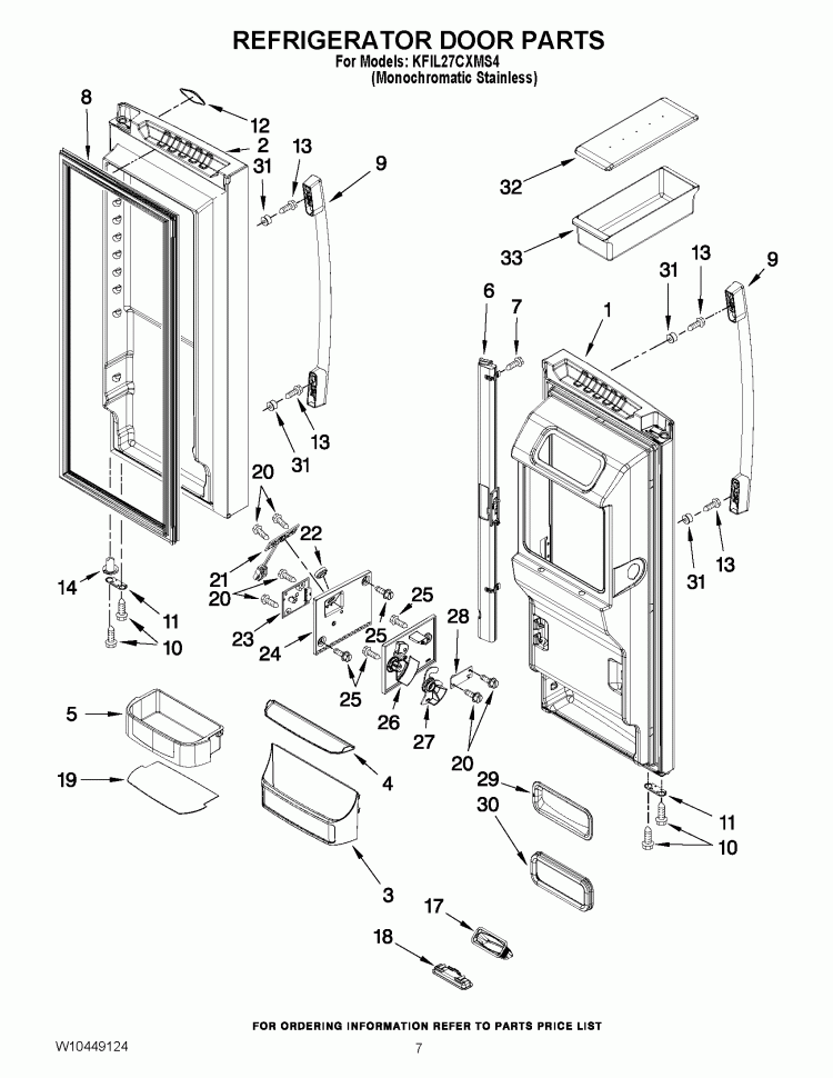 REFRIGERATOR DOOR PARTS Diagram and Parts List for KFIL27CXMS4  KitchenAid Refrigerator