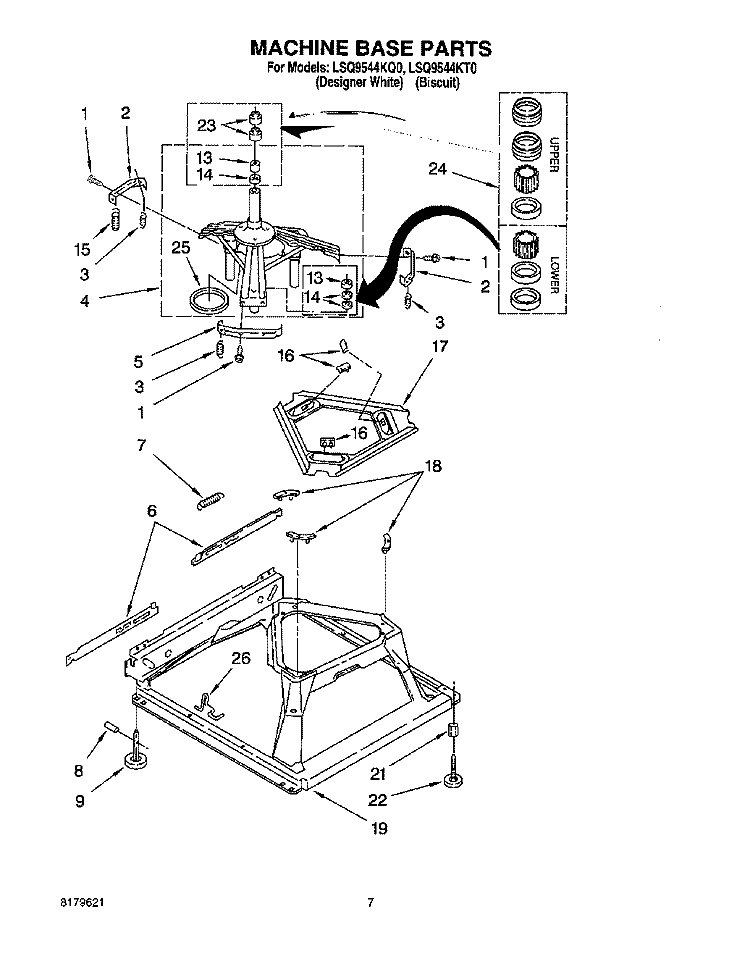 MACHINE BASE Diagram and Parts List for LSQ9544KT0  Whirlpool Washer