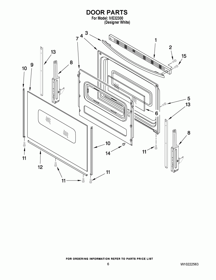 DOOR PARTS Diagram and Parts List for IVE32300  Inglis Range