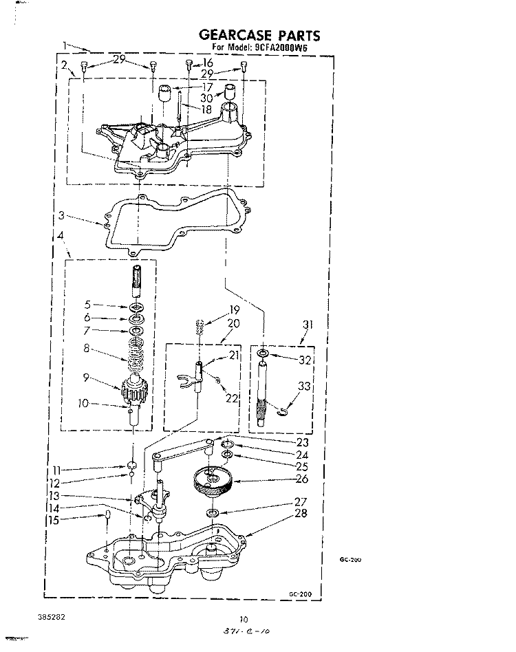GEARCASE Diagram and Parts List for 9CFA2000W6  Whirlpool Washer
