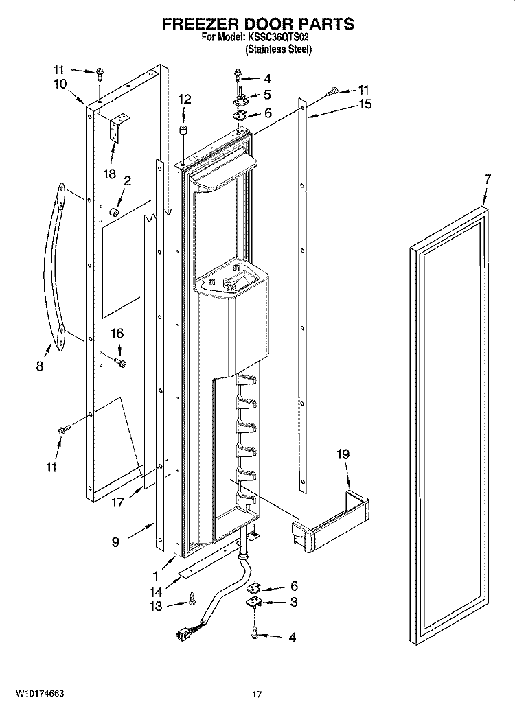 FREEZER DOOR PARTS Diagram and Parts List for KSSC36QTS02  KitchenAid Refrigerator