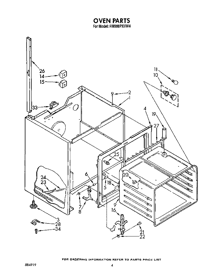 OVEN, LIT/OPTIONAL Diagram and Parts List for RM988PXVM4  Whirlpool Microwave Oven Combo