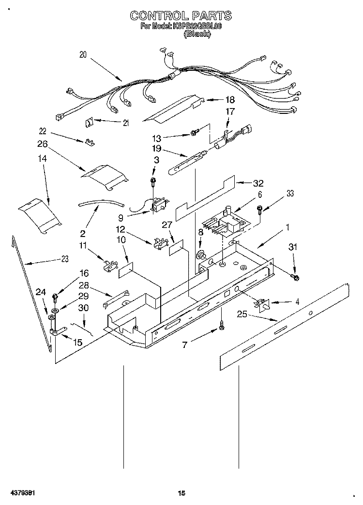 CONTROL Diagram and Parts List for KSPB22QBBL00  KitchenAid Refrigerator