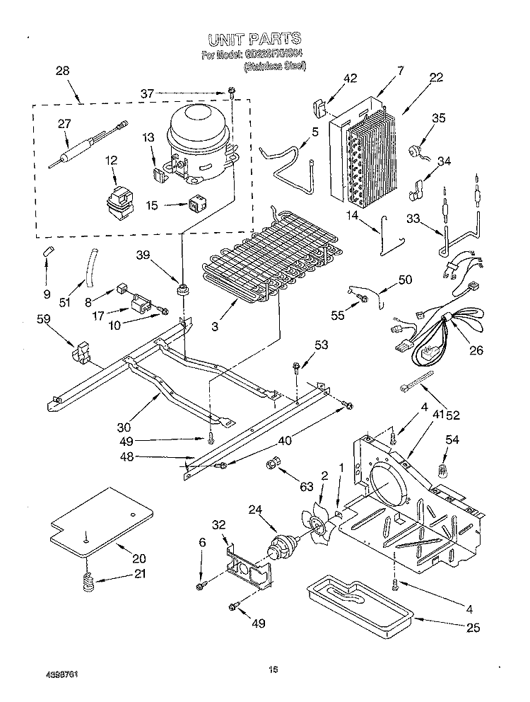 UNIT Diagram and Parts List for GD22SFXHS04  Whirlpool Refrigerator