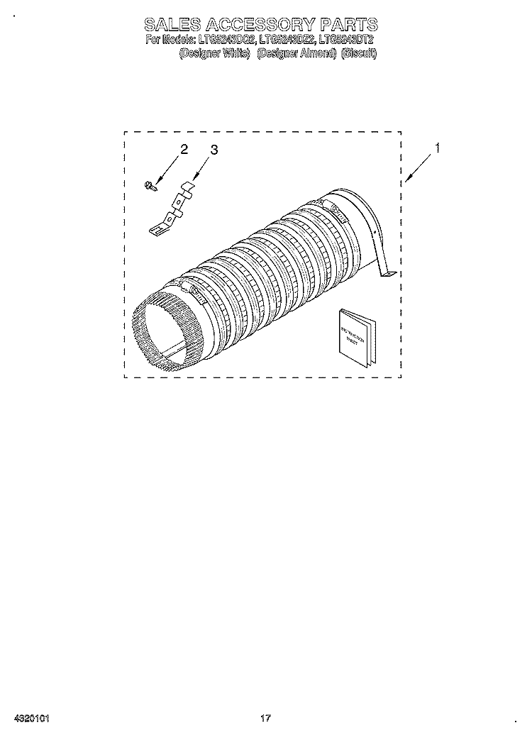 SALES ACCESSORY Diagram and Parts List for LTG5243DT2  Whirlpool Washer Dryer Combo