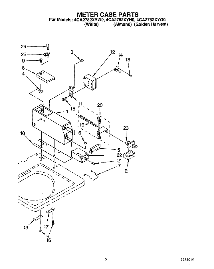 METER CASE Diagram and Parts List for 4CA2782XYG0  Whirlpool Washer